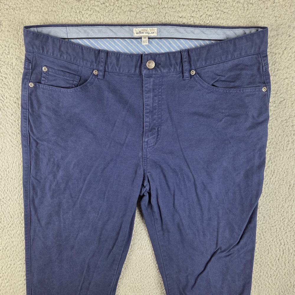 Peter Millar Crown Vintage Canvas Pants Mens 38 Blue Stretch Five Pocket Golf - Picture 2 of 12